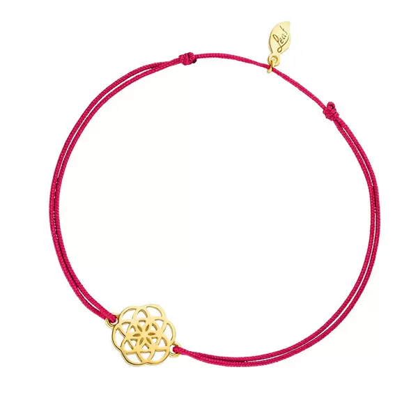 Leaf Jewelry Glücksbändchen Flower of Life, 18K Gelbgold vergoldet, Fuchisa