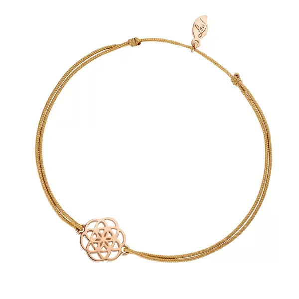 Leaf Jewelry Glücksbändchen Flower of Life, 18K Rosegold vergoldet, Beige