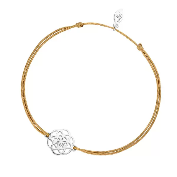 Leaf Jewelry Glücksbändchen Flower of Life, 925 Sterlingsilber, Beige