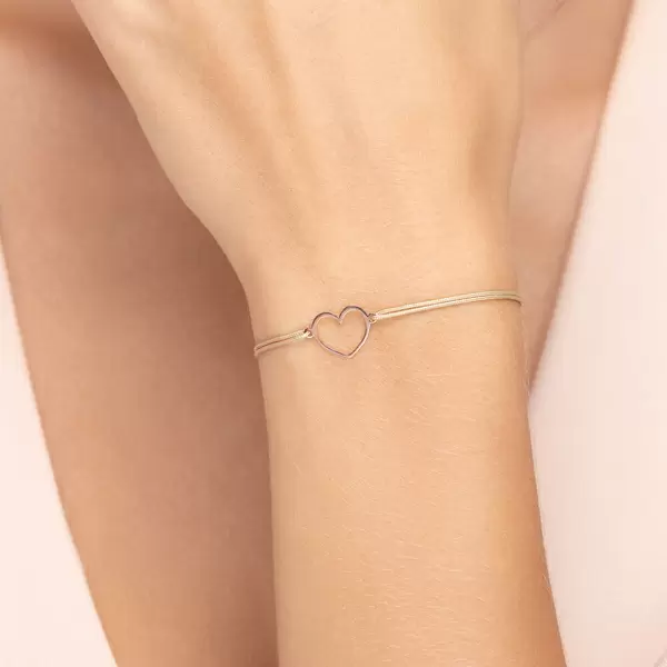 Leaf Jewelry Glücksbändchen GENTLE HEART, 14 K Rosegold, Beige