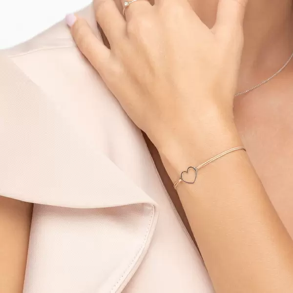 Leaf Jewelry Glücksbändchen GENTLE HEART, 14 K Weißgold, Beige