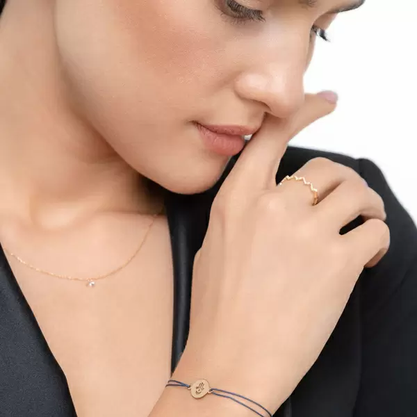 Leaf Jewelry Glücksbändchen Hand Der Fatima, 14 K Gelbgold, Beige