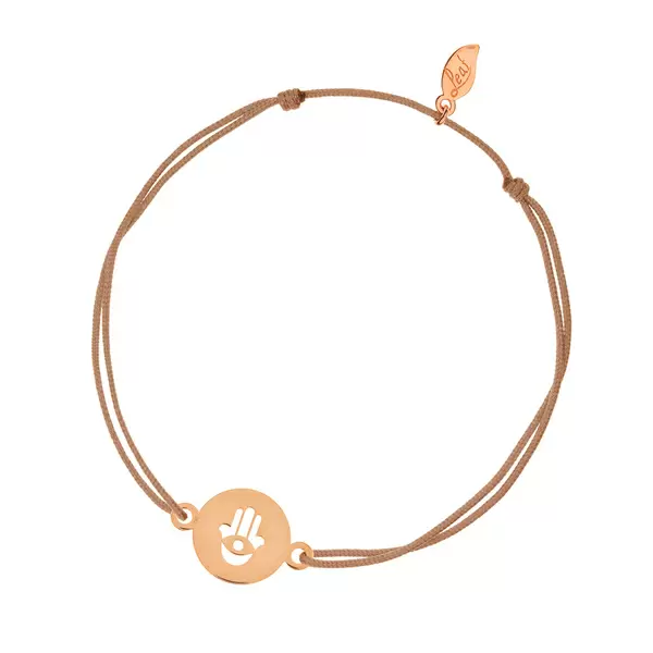 Leaf Jewelry Glücksbändchen Hand der Fatima, 14 K Rosegold, Beige