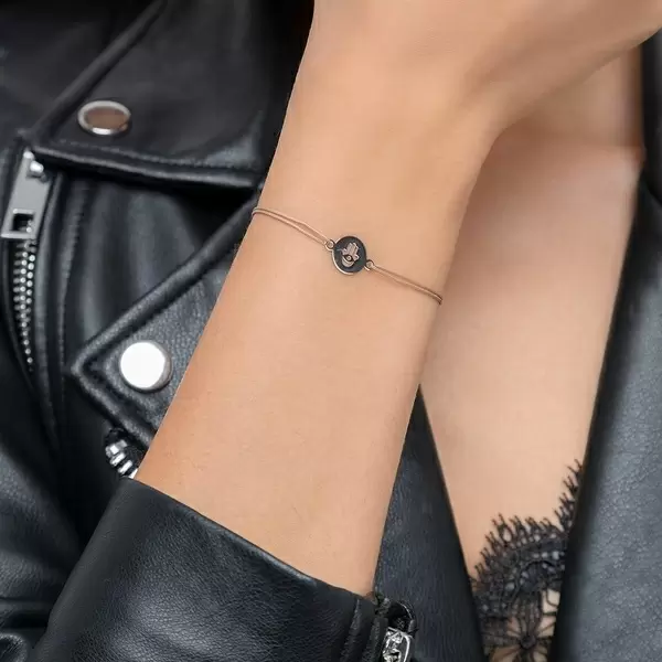 Leaf Jewelry Glücksbändchen Hand Der Fatima, 14 K Weißgold, Beige