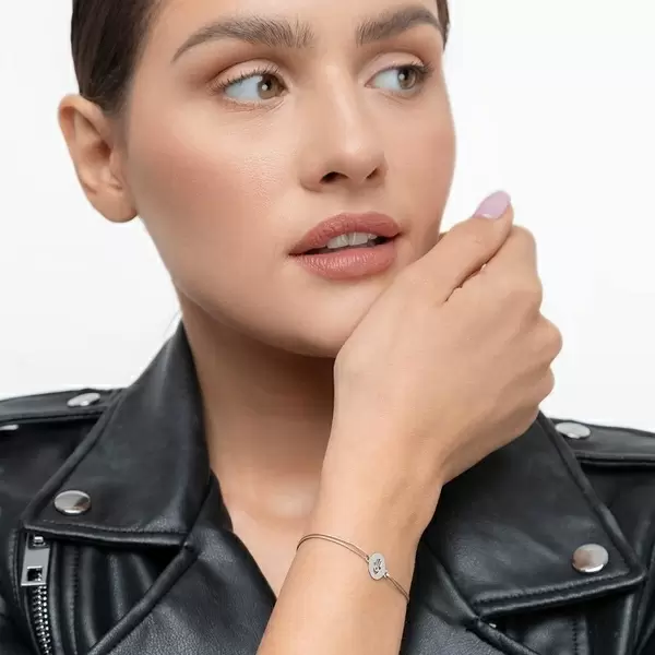 Leaf Jewelry Glücksbändchen Hand Der Fatima, 14 K Weißgold, Beige