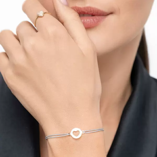 Leaf Jewelry Glücksbändchen Heart, 14 K Gelbgold, Beige