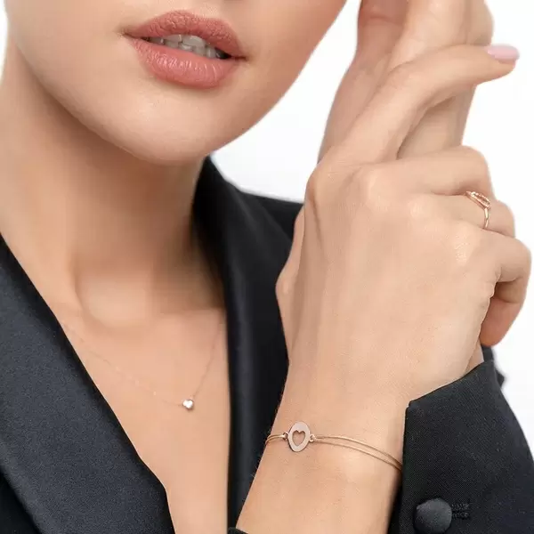 Leaf Jewelry Glücksbändchen Heart, 14 K Rosegold, Beige