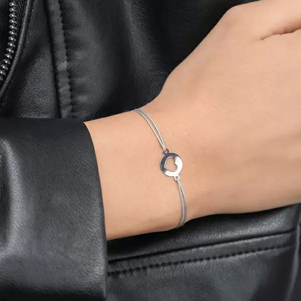 Leaf Jewelry Glücksbändchen Heart, 14 K Weißgold, Beige