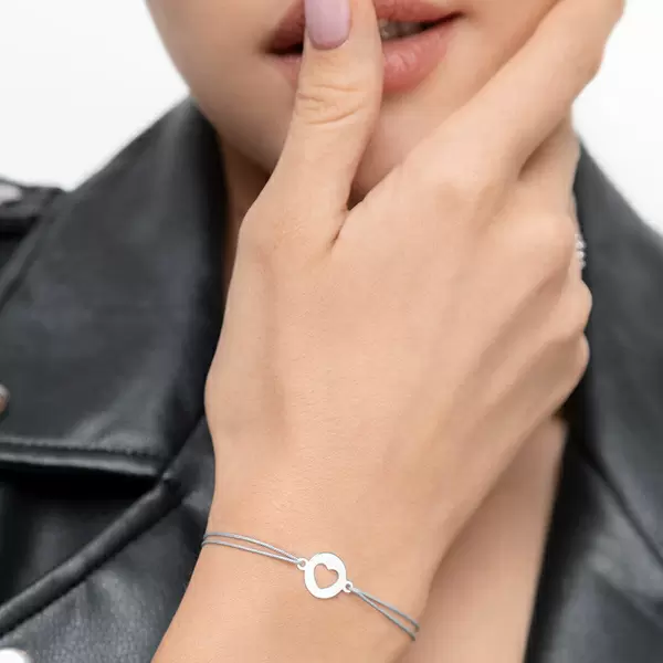 Leaf Jewelry Glücksbändchen Heart, 14 K Weißgold, Beige