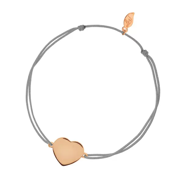 Leaf Jewelry Glücksbändchen Heart-Disc, Matt, Roségold Vergoldet, Grau