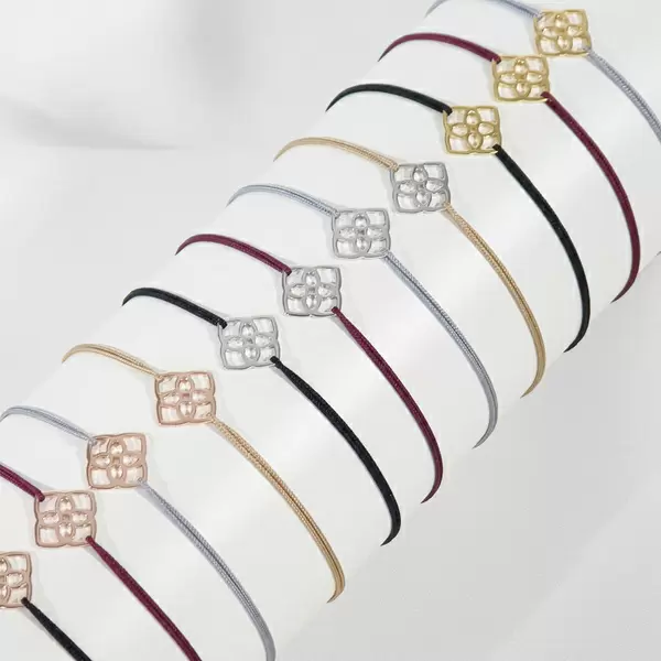 Leaf Jewelry Glücksbändchen Heart Flower, 925 Sterlingsilber, Beige