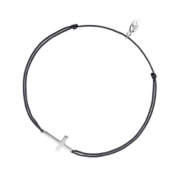 Leaf Jewelry Glücksbändchen Kreuz, 925 Sterlingsilber, Anthrazit