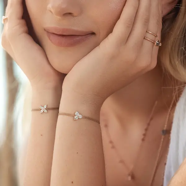 Leaf Jewelry Glücksbändchen Leaf Flower, 925 Sterlingsilber, Beige