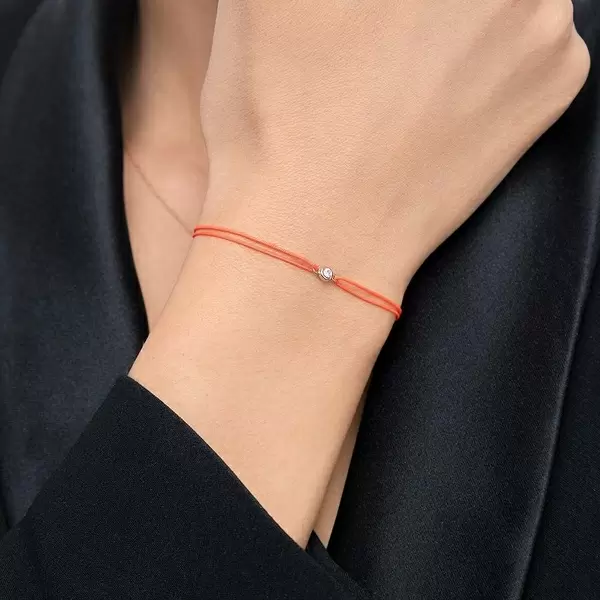 Leaf Jewelry Glücksbändchen "my First Diamond", 14K Rosegold, Beige