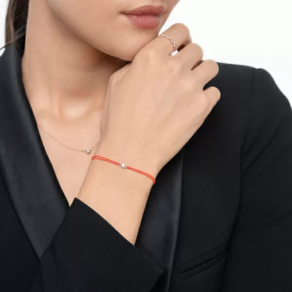 Leaf Jewelry Glücksbändchen "my First Diamond", 14K Rosegold, Beige