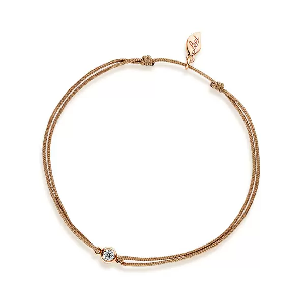 Leaf Jewelry Glücksbändchen "my first diamond", 14K Rosegold, Beige