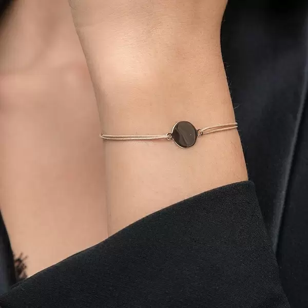 Leaf Jewelry Glücksbändchen Plate, 14 K Rosegold, Beige