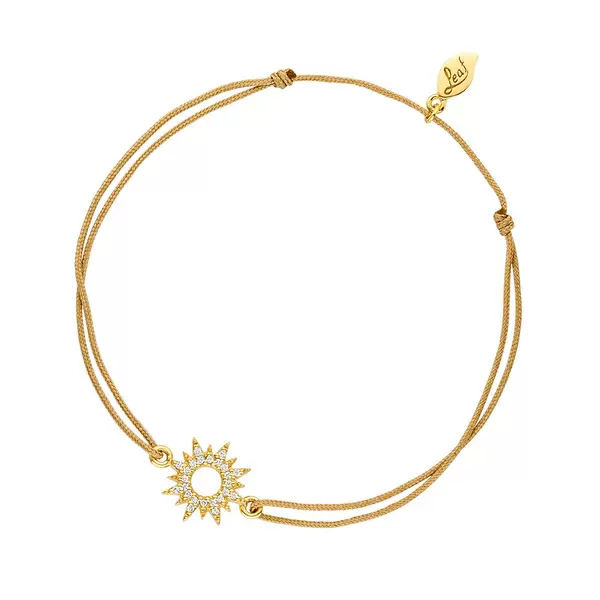 Leaf Jewelry Glücksbändchen Sparkling Sun, 18 K Gelbgold Vergoldet, Beige