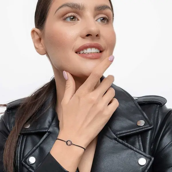 Leaf Jewelry Glücksbändchen Star, 14 K Weißgold, Beige