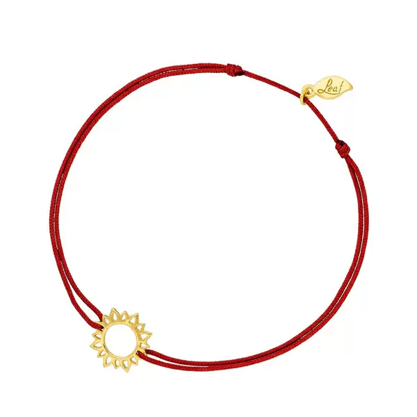 Leaf Jewelry Glücksbändchen Sun Flower, 18 K Gelbgold vergoldet, Rot