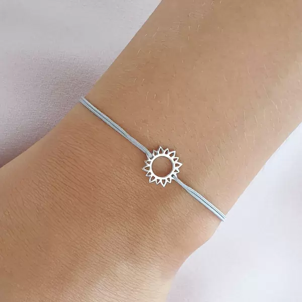 Leaf Jewelry Glücksbändchen Sun Flower, 925 Sterlingsilber, Beige