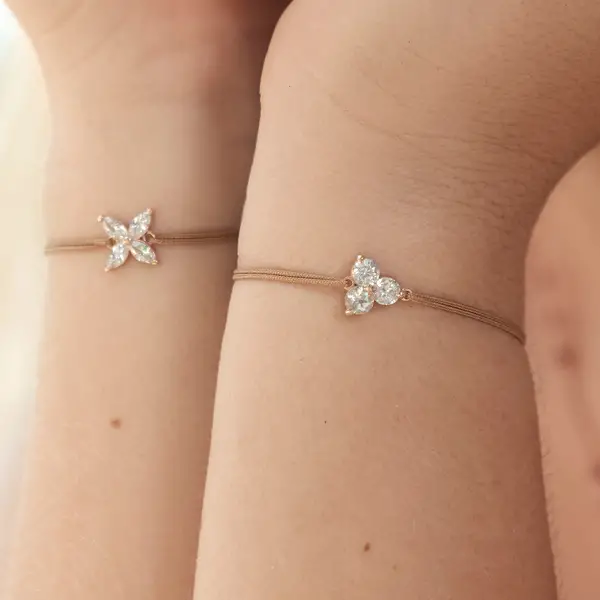 Leaf Jewelry Glücksbändchen Triple Zirkonia,18 K Rosegold Vergoldet, Beige