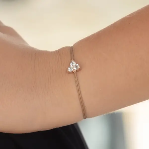 Leaf Jewelry Glücksbändchen Triple Zirkonia,18 K Rosegold Vergoldet, Beige