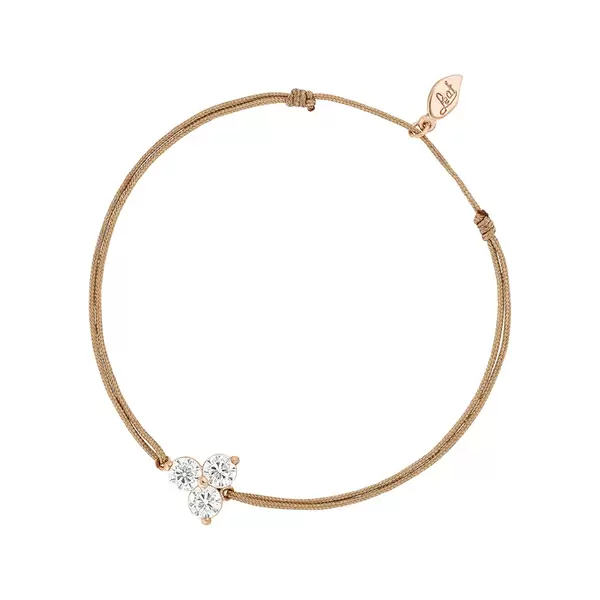Leaf Jewelry Glücksbändchen Triple Zirkonia,18 K Rosegold vergoldet, Beige