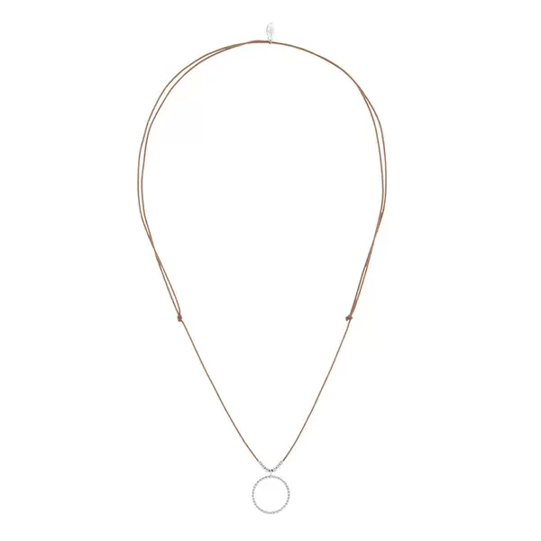 Leaf Jewelry Glückshalskettchen Circle, 925 Sterlingsilber, Beige