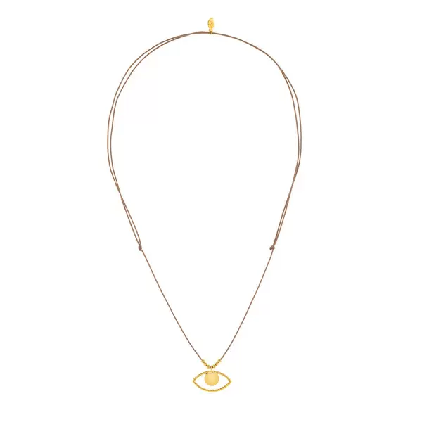 Leaf Jewelry Glückshalskettchen Evil Eye, 18 K Gelbgold Vergoldet, Beige