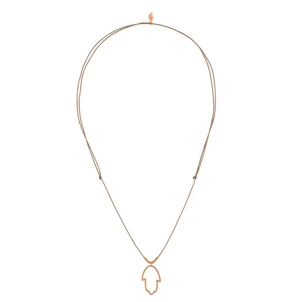 Leaf Jewelry Glückshalskettchen Fatima's Hand, 18 K Rosegold, Beige