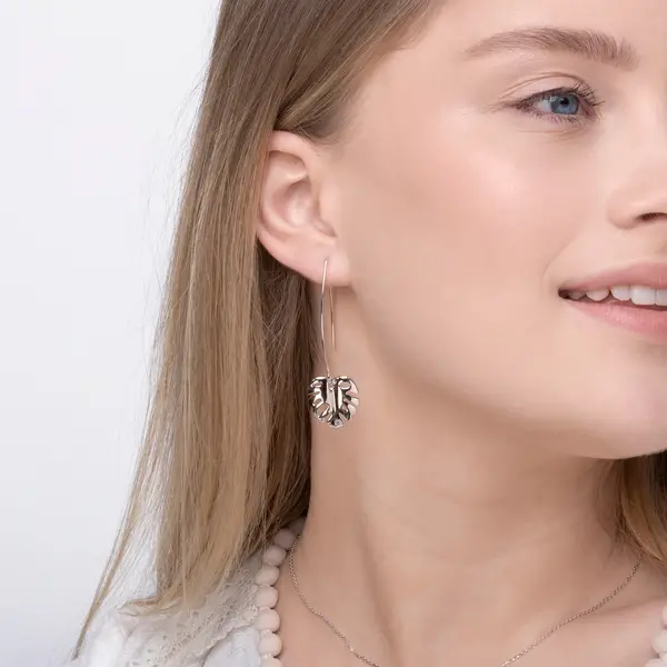 Leaf Jewelry Halbcreole Monstera Leaf, 925 Sterlingsilber