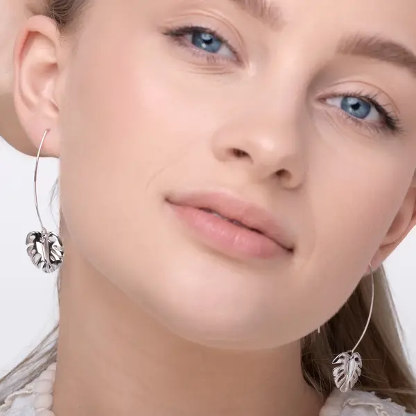 Leaf Jewelry Halbcreole Monstera Leaf, 925 Sterlingsilber