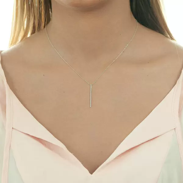 Leaf Jewelry Halskette Bar Diamanten, 18 K Weißgold