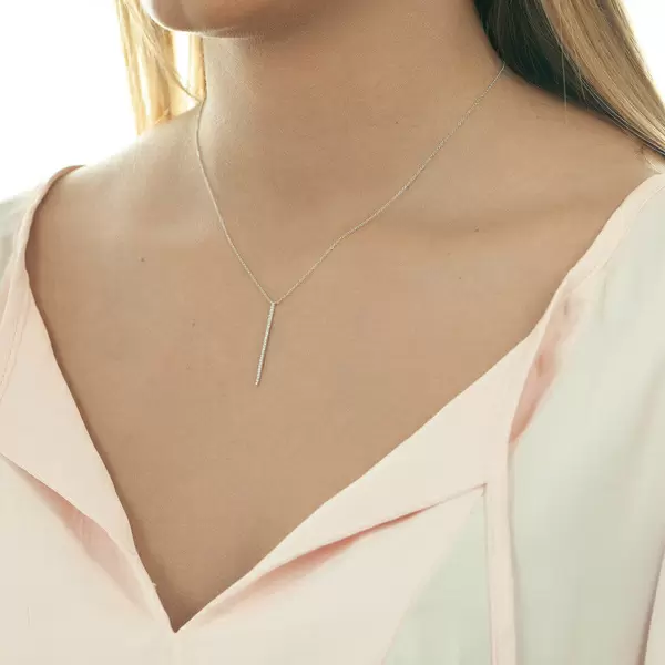 Leaf Jewelry Halskette Bar Diamanten, 18 K Weißgold