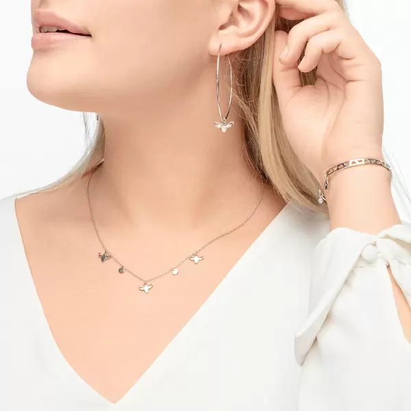 Leaf Jewelry Halskette Bee Happy Charms, 45cm, 925 Sterlingsilber