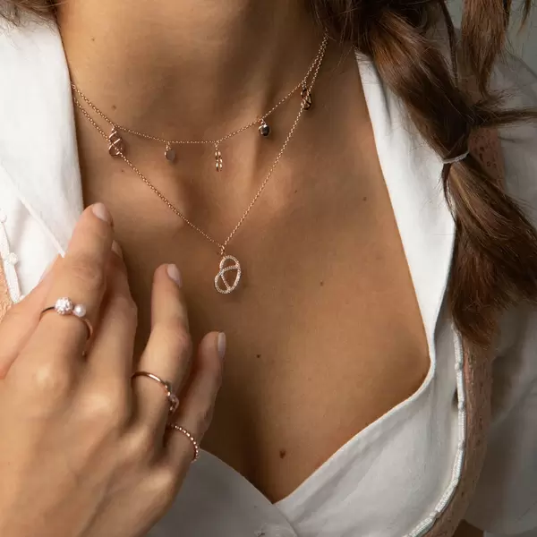 Leaf Jewelry Halskette Brezn Mit Zirkonia, 18 K Rosegold Vergoldet