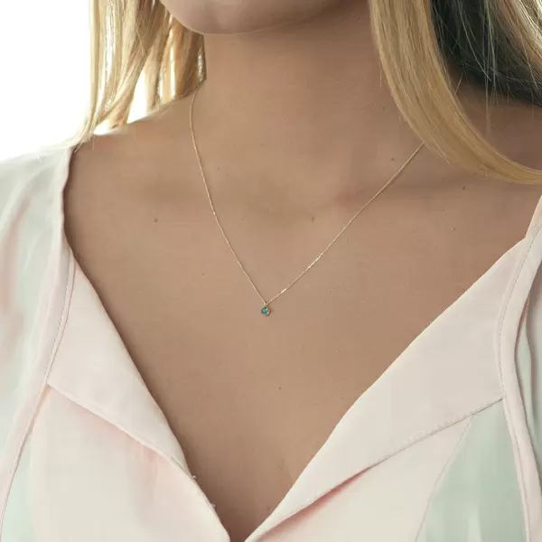 Leaf Jewelry Halskette Cabochon, Blauer Topas, 14 K Gelbgold