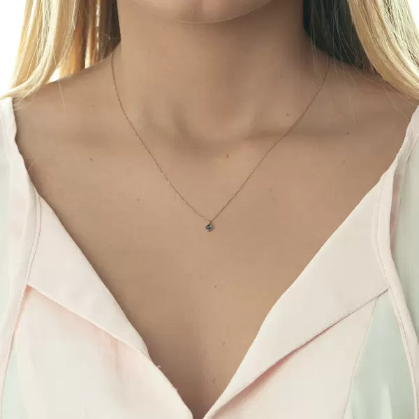 Leaf Jewelry Halskette Cabochon, Blauer Topas, 14 K Roségold