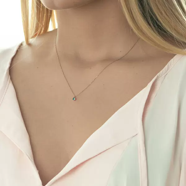 Leaf Jewelry Halskette Cabochon, Blauer Topas, 14 K Roségold