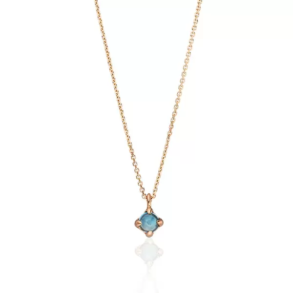 Leaf Jewelry Halskette Cabochon, Blauer Topas, 14 K Roségold