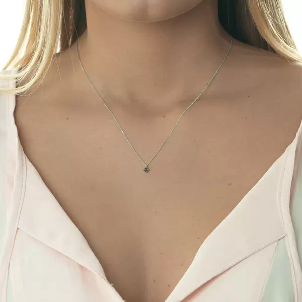 Leaf Jewelry Halskette Cabochon, Blauer Topas, 14 K Weißgold