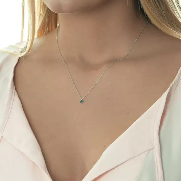 Leaf Jewelry Halskette Cabochon, Blauer Topas, 14 K Weißgold