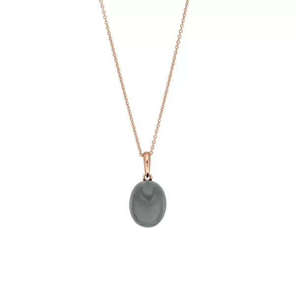Leaf Jewelry Halskette Cabochon II, 14 K Rosegold, Grauer Mondstein
