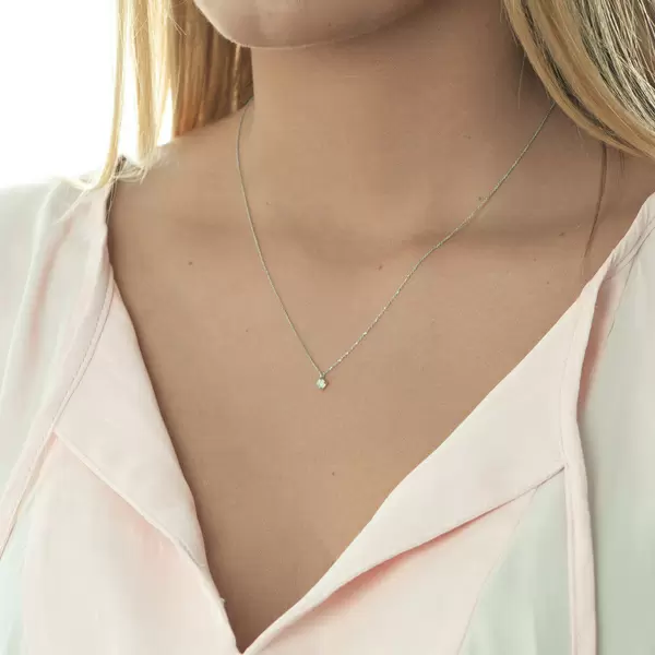 Leaf Jewelry Halskette Cabochon, Mondstein, 14 Weißgold