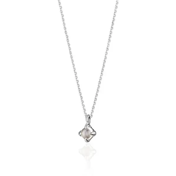 Leaf Jewelry Halskette Cabochon, Mondstein, 14 Weißgold