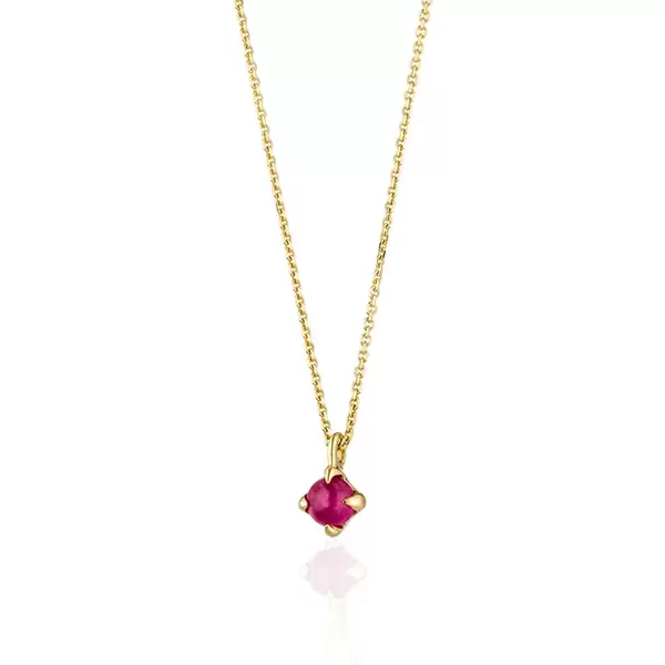 Leaf Jewelry Halskette Cabochon, Rubin, 14 K Gelbgold