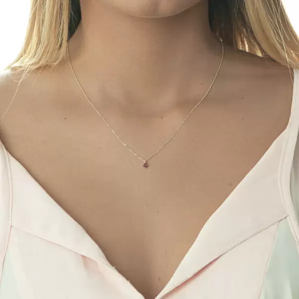 Leaf Jewelry Halskette Cabochon, Rubin, 14 K Gelbgold