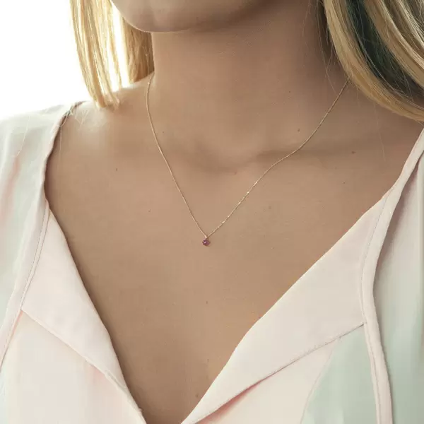 Leaf Jewelry Halskette Cabochon, Rubin, 14 K Gelbgold