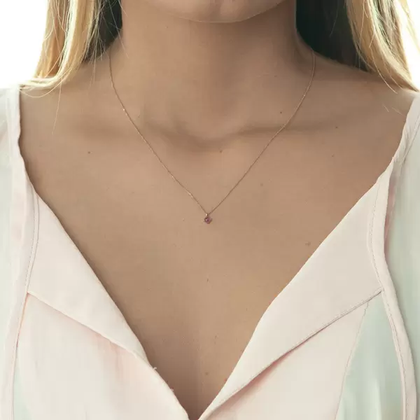 Leaf Jewelry Halskette Cabochon, Rubin, 14 K Roségold